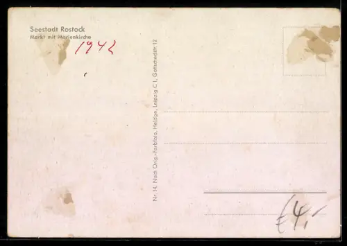 AK Rostock, Markt mit Marienkirche