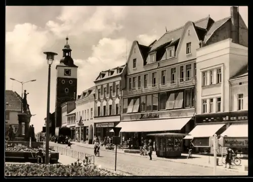 AK Schönebeck / Elbe, Strasse am Platz der Deutsch-Sowjetischen Freundschaft