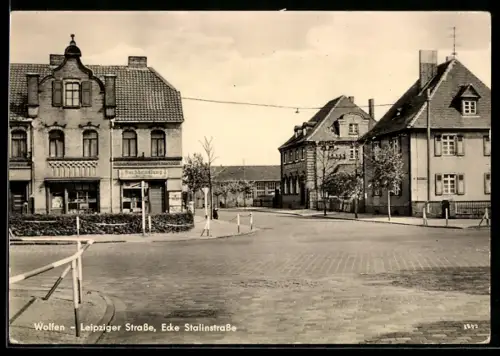 AK Wolfen, Leipziger Strasse Ecke Stalinstrasse