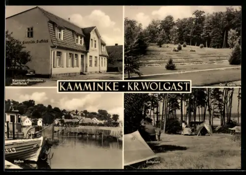 AK Kamminke, Gaststätte Haffblick, Zeltplatz und Hafen