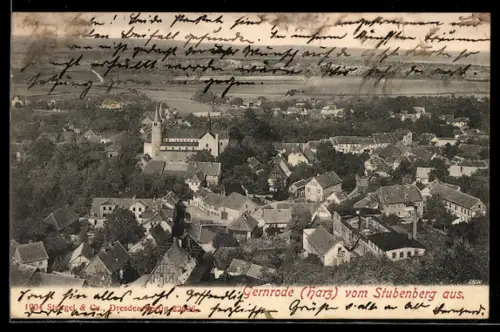 AK Gernrode, Ortspanorama vom Stubenberg aus