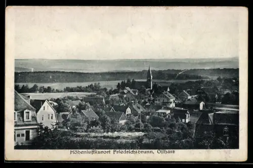 AK Friedrichsbrunn /Ostharz, Teilansicht mit Kirche