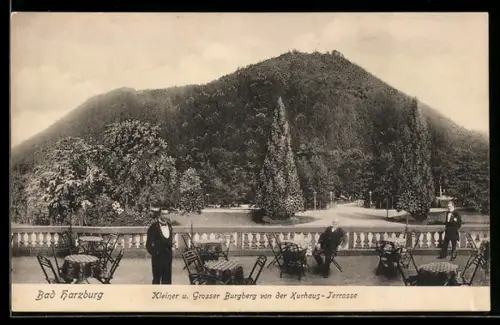 AK Bad Harzburg, Kleiner und Grosser Burgberg von der Kurhaus-Terrasse