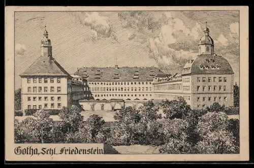 AK Gotha, Blick auf Schloss Friedenstein