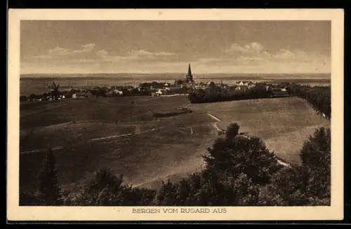 AK Bergen, Teilansicht mit Kirche vom Rugard aus