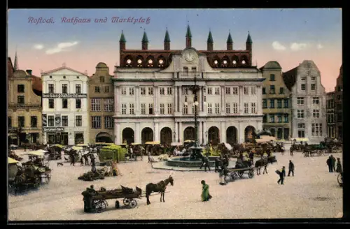 AK Rostock, Rathaus und Marktplatz