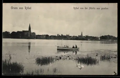 AK Röbel / Müritz, Teilansicht mit Kirche