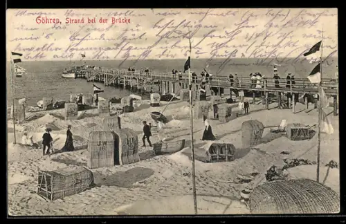 AK Göhren, Strand bei der Brücke