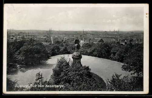 AK Duisburg, Blick vom Kaiserberge auf den Ort
