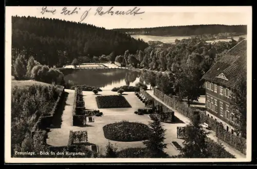 AK Braunlage, Blick in den Kurgarten aus der Vogelschau