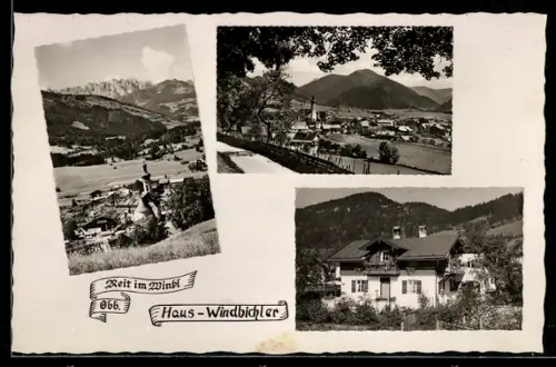 AK Reit im Winkl, Hotel Haus Windbichler, Ortspartie, Teilansicht