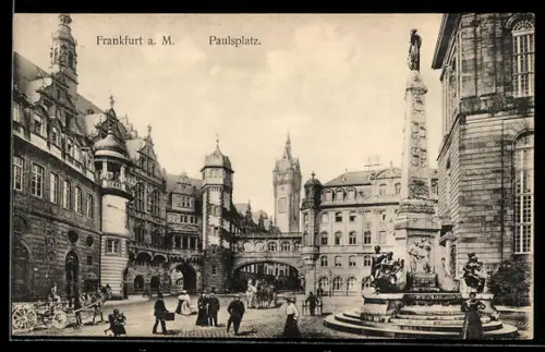 AK Alt-Frankfurt, Paulsplatz mit Denkmal