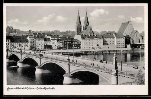 AK Frankfurt /Oder, Odebrücke mit Kirche