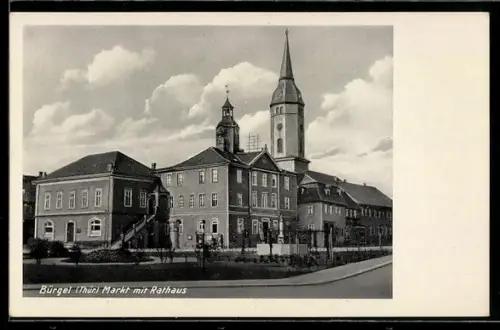 AK Bürgel /Thür., Markt mit Rathaus