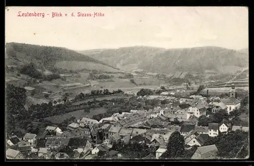 AK Leutenberg, Blick von der Sizzos-Höhe mit Kirche