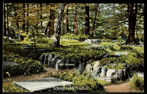 AK Schnepfenthal, Friedhof mit den Gräbern der Stifter der Erziehungsanstalt, Chr. G. & Sophie Salzmann