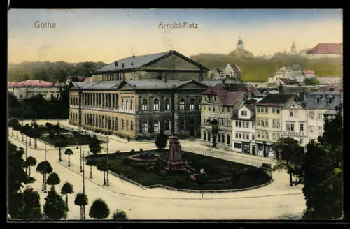 AK Gotha, Arnoldi-Platz mit Geschäften
