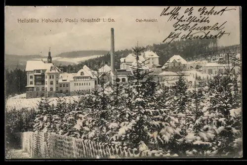 AK Neustadt i. Sa., Heilstätte Hohwald, Ost-Ansicht im Winter