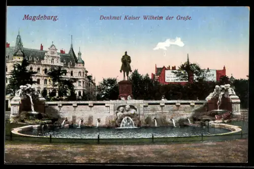 AK Magdeburg, Denkmal Kaiser Wilhelm der Grosse, Panorama