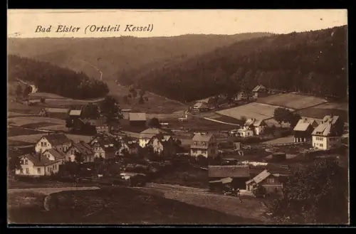 AK Bad Elster-Kessel, Ortsansicht aus der Vogelschau