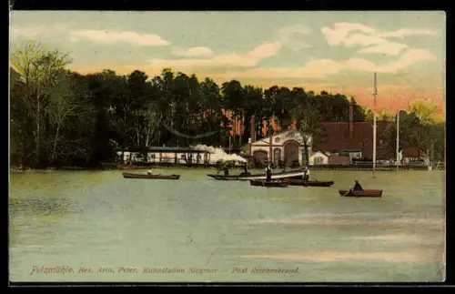 AK Reichenbrand, Gasthaus Pelzmühle, Bes. A. Peter, Bootsfahrt