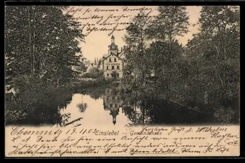 AK Einsiedel, Gemeindehaus, Ansicht vom Wasser