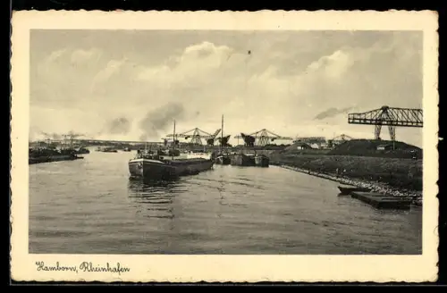 AK Hamborn, Rheinhafen, Schiffe, Kräne, Hafenanlagen