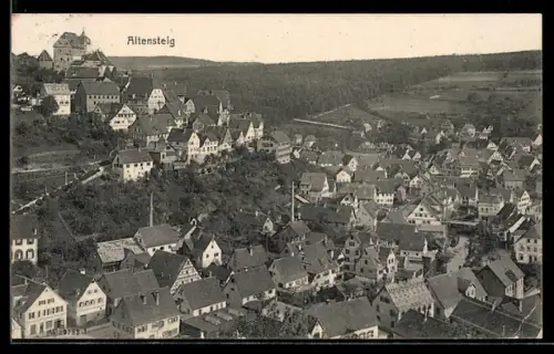 AK Altensteig, Gesamtansicht der Stadt aus der Vogelschau