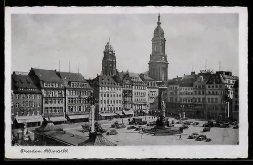 AK Dresden, Altmarkt aus der Vogelschau