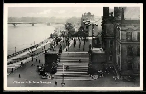 AK Dresden, Brühl`sche Terrasse aus der Vogelschau