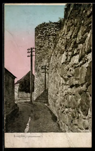 AK Templin, Partie an der Stadtmauer