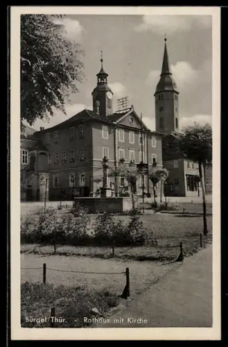 AK Bürgel /Thur., Rathaus mit Kirche