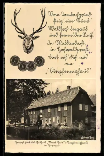 AK Tambach /Thüringerwald, Forst- und Gasthaus Neues Haus, Vierpfennighaus