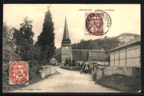 AK Connelles, L`Église et la Route