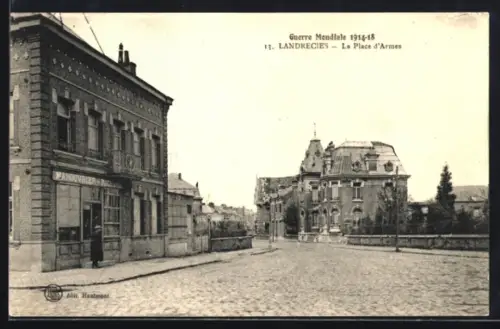 AK Landrecies, La Place d`Armes pendant la Guerre Mondiale 1914-18