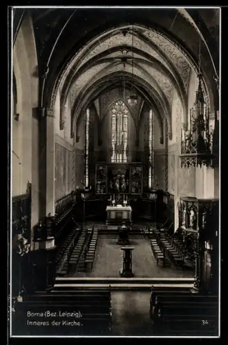 AK Borna /Leipzig, Inneres der Kirche