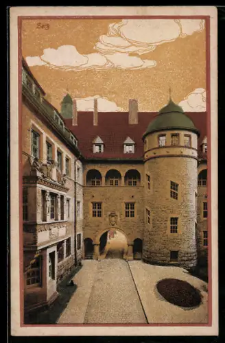 AK Zeitz, Strassenpartie mit Tordurchfahrt