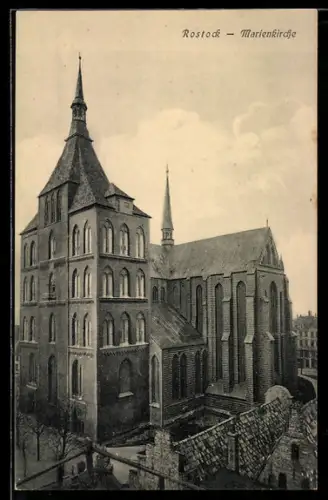 AK Rostock, Blick auf die Marienkirche