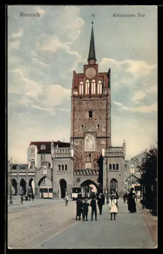 AK Rostock, Strassenbahn am Kröpeliner Tor