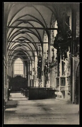 AK Stralsund, Inneres der Nicolai-Kirche