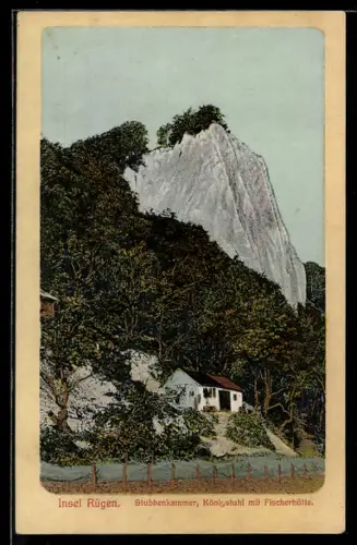 AK Stubbenkammer /Rügen, Königstuhl mit Fischerhütte