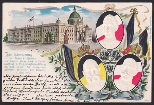 AK Berlin, Stadtschloss, Kaiser Wilhelm II., Kaiser Franz Josef I. von Österreich zu Besuch im Mai 1900