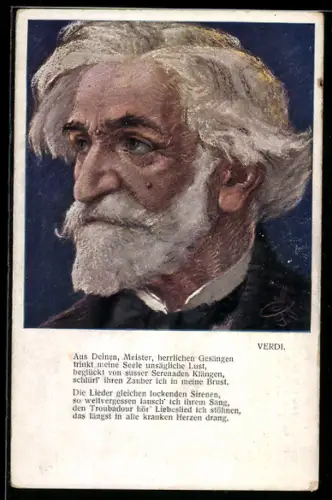 Künstler-AK des Komponisten Verdi im Profil