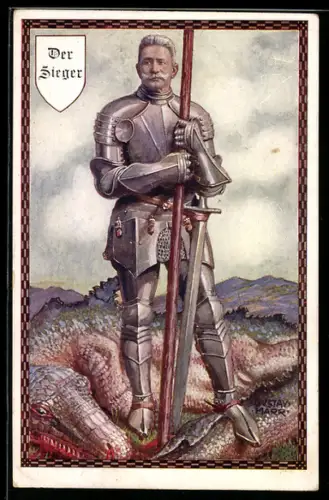 AK Der Sieger, Feldmarschall Conrad von Hötzendorf als Ritter