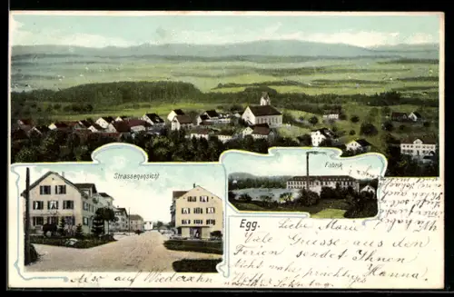 AK Egg /ZH, Fabrik, Strassenansicht, Panorama