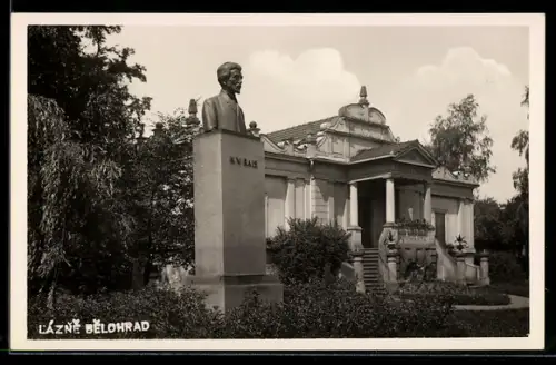 AK Lazne Belohrad, Ortspartie mit Denkmal K. V. Rais