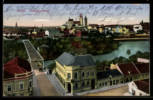 AK Kolin, Celkovy pohled, Blick zur Innenstadt