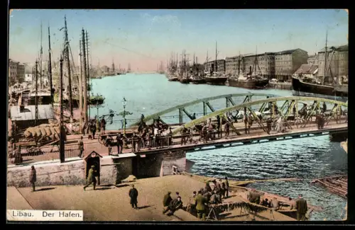 AK Libau, Partie am Hafen aus der Vogelschau