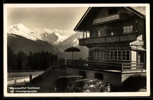 AK Mittersill, Alpengasthof Breitmoss am Passturm mit Venedigergruppe