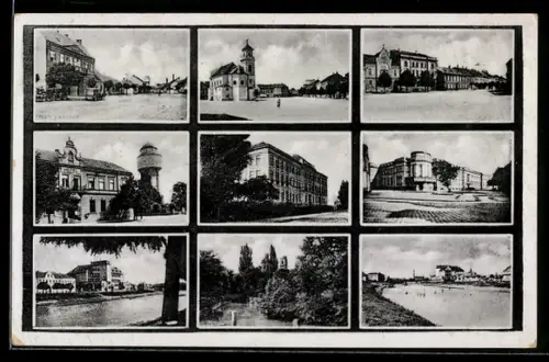 AK Lundenburg, Kirche, Marktplatz, Flusspartie